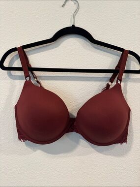 Soma Burgundy Smooth Lace-Trim Push-Up Bra 36DD